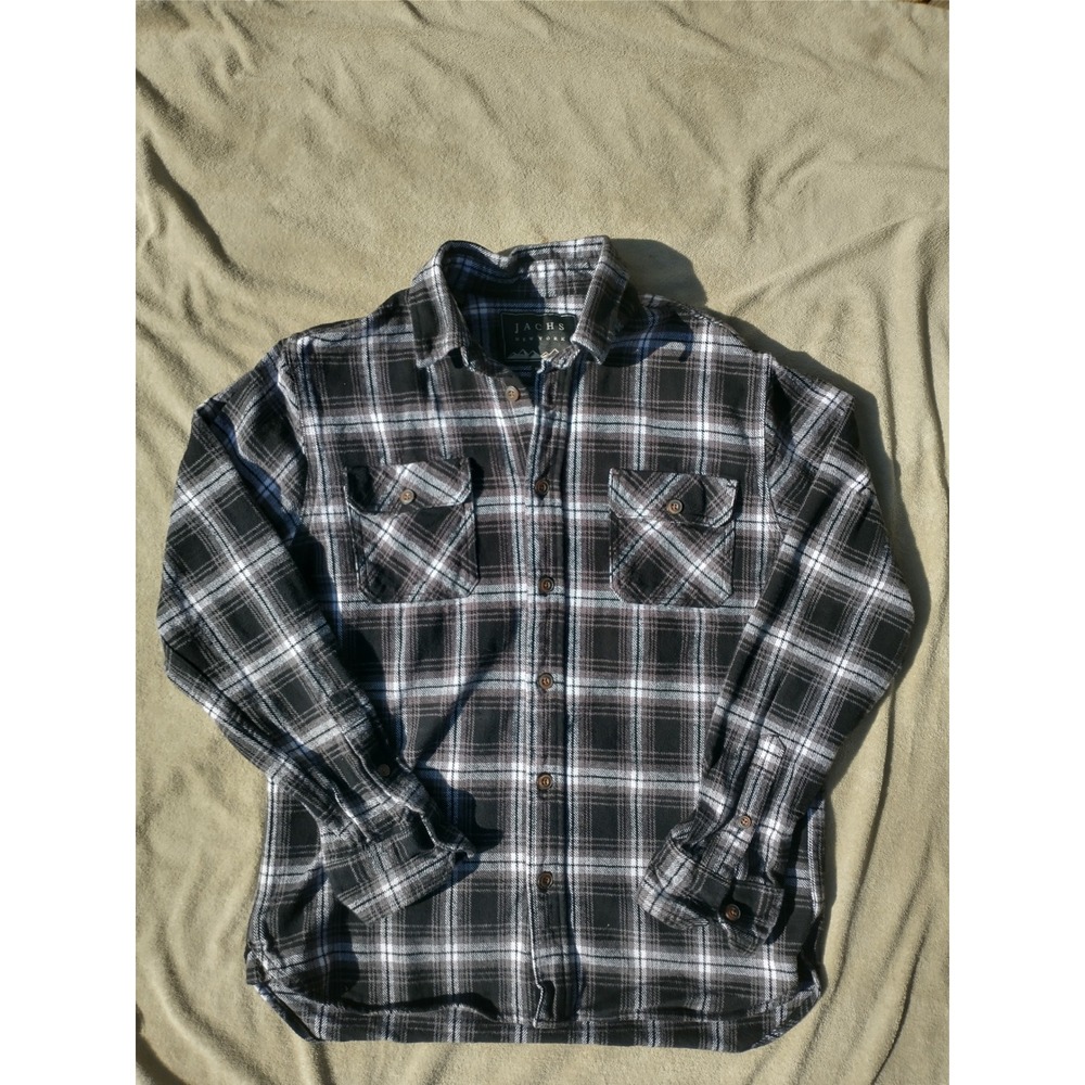 JACHS New York Mens Flannel Shirt, Plaid Button Down, Long Sleeve, Medium M